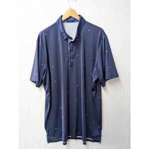 Greyson Polo Shirt Golf Logo Stretch Embroidered Navy Blue Men's Size XXL